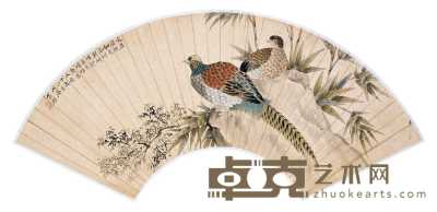 翁小海 1837年作 锦鸡图 扇面 17×53cm